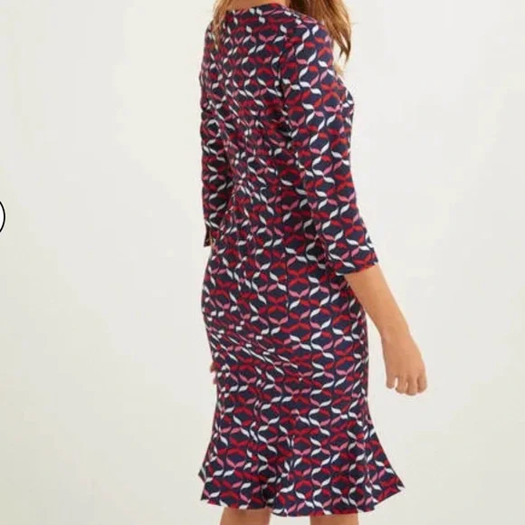 Boden Violette Dress Red Geometric Pattern Size 4 NWT - Picture 9 of 12
